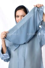Front Open Abaya which is crafted in shamooz fabric with a matching scarf in chiffon fabric.