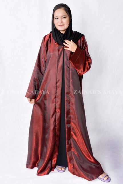 Front Open Abaya which is crafted in shamooz fabric with a matching scarf in chiffon fabric.