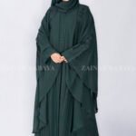 Kaftan Abaya in Dual Layer Chiffon fabric with Plated Style on Front and Stone Embellishment at Shoulders and Sleeve Cuffs as well as a matching scarf in Chiffon