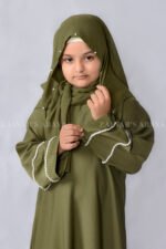 Maxi Abaya in Nida Korean Fabric with Pearl Work at sleeves and scarf as well which is in chiffon fabric.