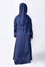 Nida Front Open Abaya for Kids in Navy Blue Color with a matching scarf in Chiffon Fabric.