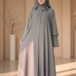 Front Open Abaya with Dual Layer Sleeves & Pearl without Belt OL-823