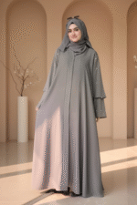 Front Open Abaya with Dual Layer Sleeves & Pearl without Belt OL-823
