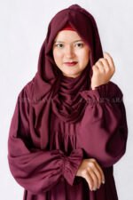 Nida Maxi Abaya in Maroon Color with a matching scarf in Chiffon Fabric