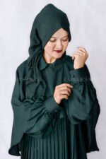 Nida Maxi Abaya with Shrug features the elegant plates style at front, cuff style sleeves and a matching scarf in chiffon fabric.