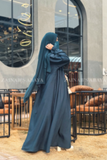 Nida Colored Maxi Abaya for women in Pakistan with plates style on front and stretchy elastic sleeves