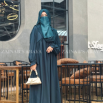 Nida Colored Maxi Abaya for women in Pakistan with stylish plates on front and elastic sleeves