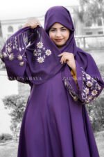 Umbrella Abaya for women in Nida Fabric with Embroidery Embellishment