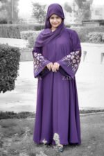 Umbrella Abaya for women in Nida Korean Fabric with Embroidery Embellishment