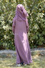 Kasni Colored Front Open Abaya for kids in Nida Fabric with Pearl Work