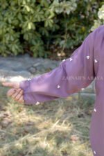 Kasni Colored Front Open Abaya for kids in Nida Fabric with Pearl Work
