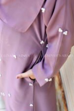 Kasni Colored Front Open Abaya for kids in Nida Fabric with Pearl Work