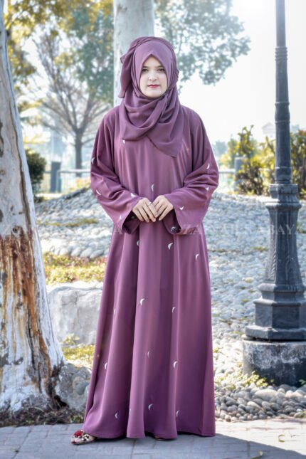 Nida Maxi Abaya for Women with Moon Style Embroidery