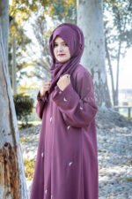 Nida Maxi Abaya for women In Kasni Color with Moon Style Embroidery