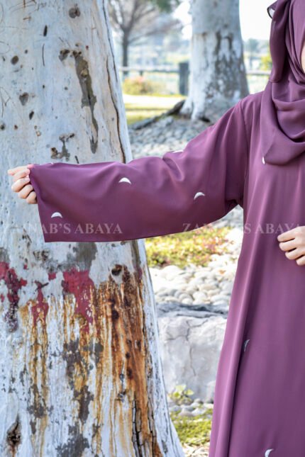 Nida Maxi Abaya for women in Kasni Color with Moon Style Embroidery