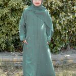 Nida Front Open Abaya for Kids in Grape Color with Pearl Work