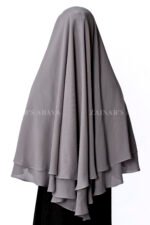 Light Grey Colored Khimar Hijab for women in Dual Layers of Chiffon Fabric