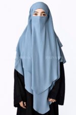Jade Colored Khimar Hijab for Women in Dual Layers of Chiffon Fabric