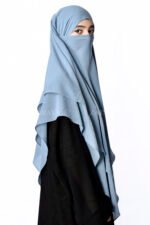 Jade Color Khimar Hijab for women in Dual Layers of Chiffon Fabric