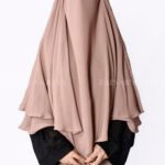 Peach Colored Khimar Hijab for women in Dual Layers of Chiffon Fabric.