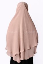 Peach Colored Khimar Hijab for women in Dual Layers of Chiffon Fabric