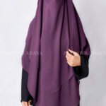 Purple Colored Khimar Hijab for Women in Dual Layers of Chiffon Fabric