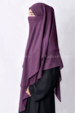 Purple Colored Khimar Hijab for Women with Dual Layers of Chiffon Fabric