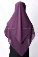 Purple Colored Khimar Hijab for Women with dual layers of Chiffon Fabric.