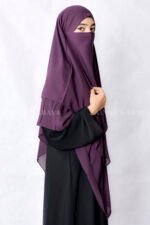 Purple Colored Khimar Hijab for women with Dual Layers of Chiffon Fabric