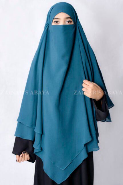 Zinc Colored Khimar Hijab for women with Dual Layers of Chiffon Fabric