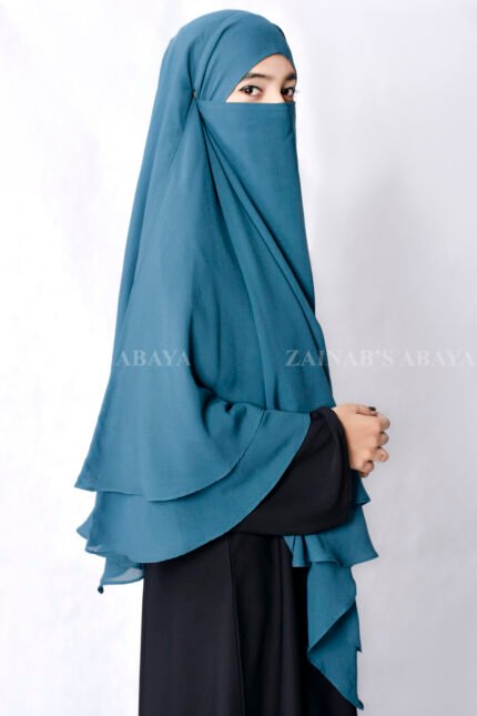 Zinc Colored khimar hijab for women with Dual Layers of Chiffon Fabric