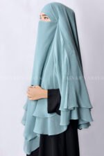 Grape Colored Khimar Hijab with Dual Layer in Chiffon Fabric