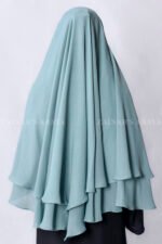 Grape Colored Khimar Hijab with Dual Layers in Chiffon Fabric