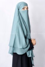 Grape Colored Khimar Hijab in Dual Layers in Chiffon Fabric