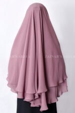 Kasni Colored Khimar Hijab with Dual Layer in Chiffon Fabric