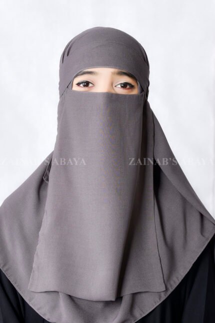 Eyes Niqab in Dark Grey Color which is crafted with Premium Chiffon Fabric