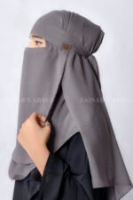 Eyes Niqab in Dark Grey Color which is crafted with Premium Chiffon Fabric