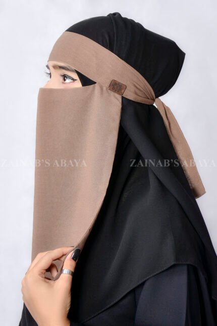 Light Brown Colored Eyes Niqab in Chiffon Fabric.