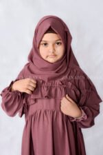 Stylish Maxi Abaya For Kids in Nida Korean Fabric with a matching scarf in Chiffon Fabric.