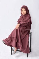 Stylish Maxi Abaya for Kids in Nida Korean Fabric with a matching scarf in Chiffon Fabric