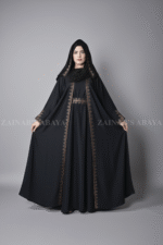 Nida Maxi Abaya for Women with Embroidered Upper in Chiffon OL-1112 - Image 8