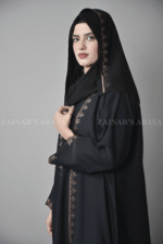 Black Maxi Abaya for women in Nida Fabric and a Top in Chiffon Fabric