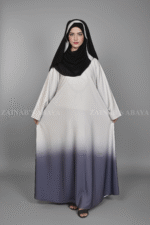 Nida Maxi Abaya for Women in Two Tone Colors with a black scarf in chiffon fabric.