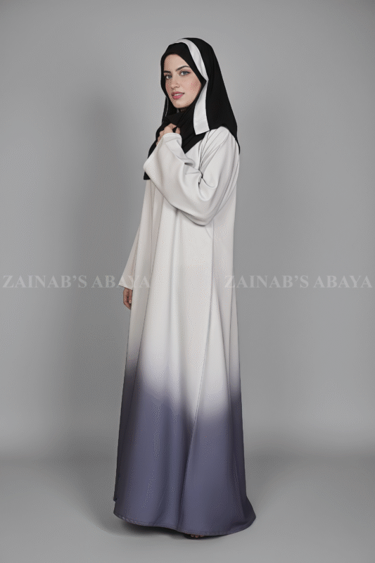 Nida Maxi Abaya for Women in Two Tone Colors with a black scarf in chiffon fabric.