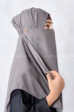 Grey Colored Nose Niqab for Women in Pakistan crafted with premium Chiffon fabric.