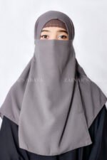 Grey Colored Nose Niqab for Women in Pakistan crafted with premium Chiffon fabric.