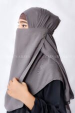 Grey Colored Nose Niqab for Women in Pakistan crafted with premium Chiffon fabric.