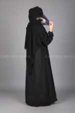 Nida Black Front Open Abaya for women in Pakistan with Embroidery