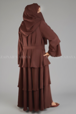 Nida Umbrella Abaya for women in Pakistan with open style from front and chiffon scarf.