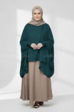 Umbrella Abaya for women in Pakistan with Shrug crafted with Premium Nida Korean Fabric and a matching scarf in chiffon fabric.